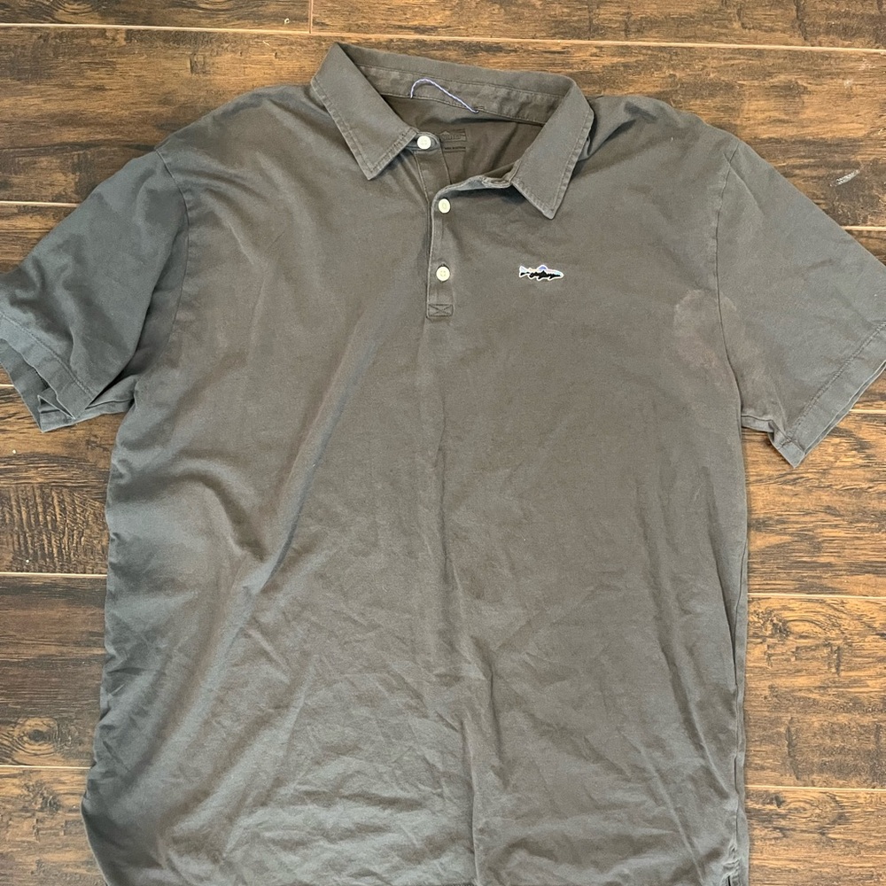 Patagonia Polo 100% Cotton Pima Dark Gray Size Large